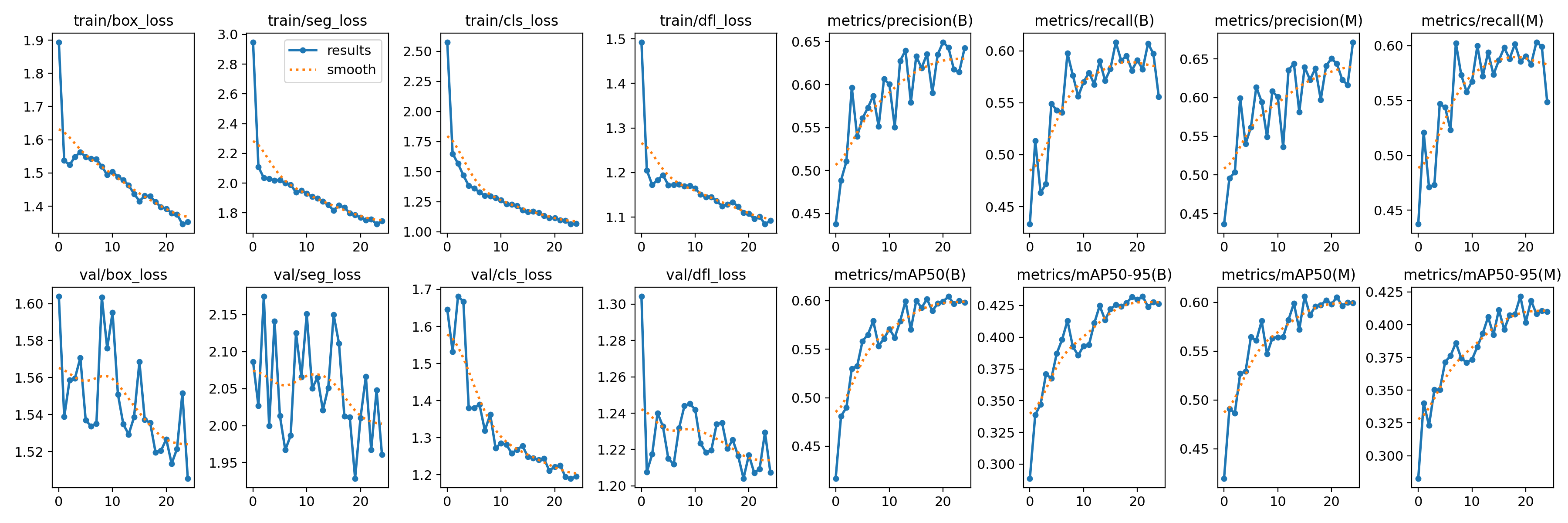 YOLOv8x-seg training and validation curves